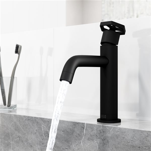 VIGO Ruxton Matte Black 1-Handle Single Hole WaterSense Labelled Bathroom Sink Faucet