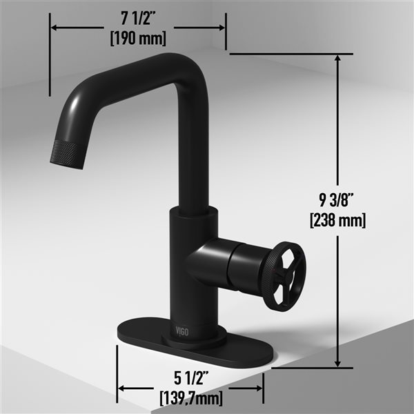 VIGO Cass Matte Black Single Hole 1-Handle WaterSense Labelled Bathroom Sink Faucet (Deck Plate Included)