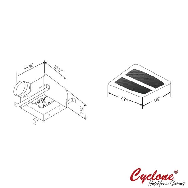 Ventilateur de salle de bains avec haut-parleur HushTone par Cylone blanc cassé de 0,5 sone, 80 pcm, certifié Energy Star