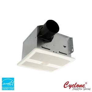 Cyclone HushTone 0.5-Sone 80 CFM Off-White Bathroom Fan with Speaker - Energy Star Certified