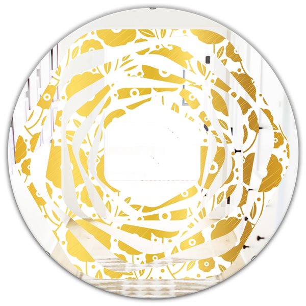 Designart 24-in x 24-in Golden Floral I Modern Wall Mirror MIR24296-C6 ...