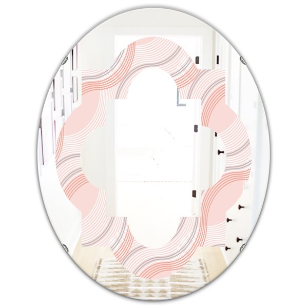 Designart 35.4-in x 23.7-in Pink Elegant Pastel Waves Modern Oval Mirror