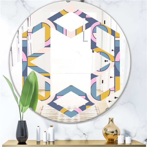 Designart 24-in Retro Circular Design I Modern Round Mirror