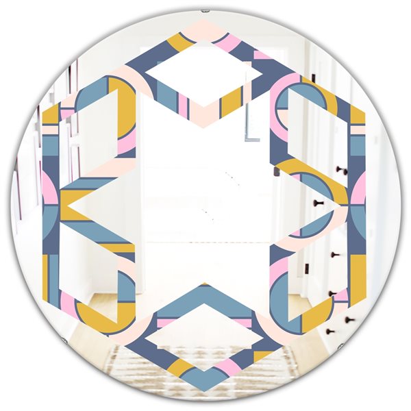 Designart 24-in Retro Circular Design I Modern Round Mirror