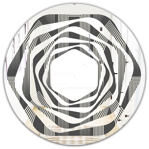 Designart 24-in Mimimal Black and White Design III Round Wall Mirror ...