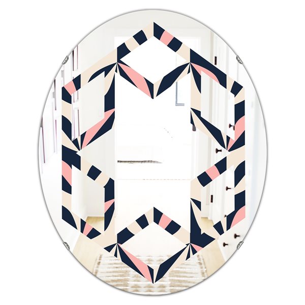 Designart 35.4-in x 23.7-in Floral Retro Botanical Pattern III Modern Oval Decorative Mirror