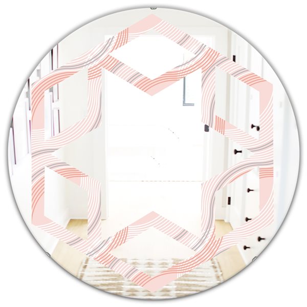 Designart 24-in Pink Elegant Pastel Waves Modern Round Mirror MIR24306 ...