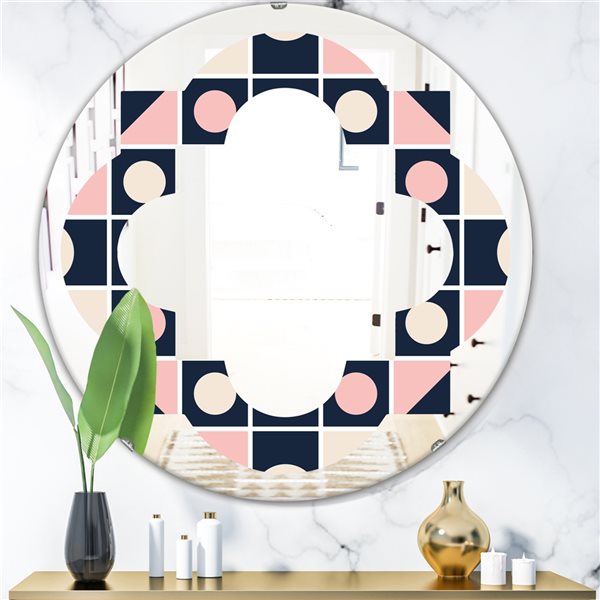 Designart 24-in Geometrical Retro Design I Modern Round Wall Mirror