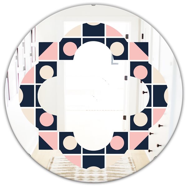 Designart 24-in Geometrical Retro Design I Modern Round Wall Mirror