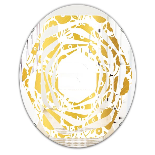 Designart 35.4-in x 23.7-in Golden Floral I Oval Wall Mirror | RONA