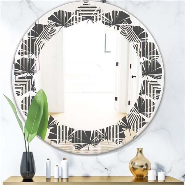 Designart 24-in x 24-in Mimimal Black and White Design III Modern Round Mirror