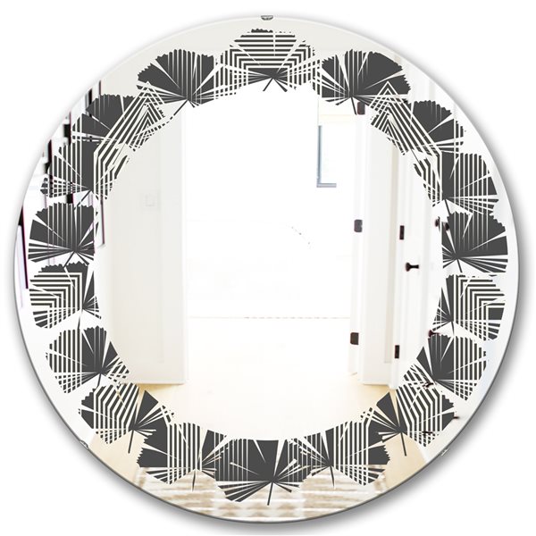 Designart 24-in x 24-in Mimimal Black and White Design III Modern Round ...