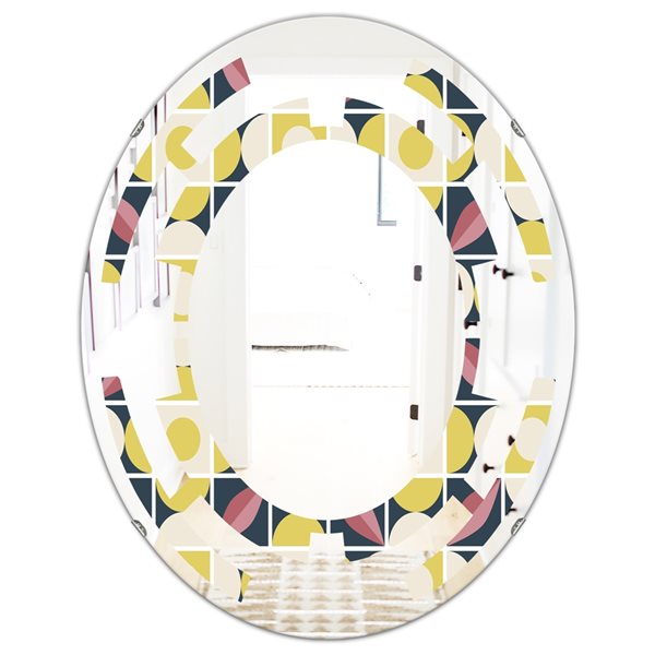 Designart 35.4-in x 23.7-in Retro Pattern in Mosaic Style Modern Oval ...
