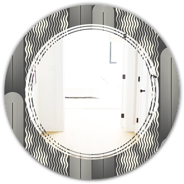 Designart 24-in Mimimal Black and White Design II Round Mirror