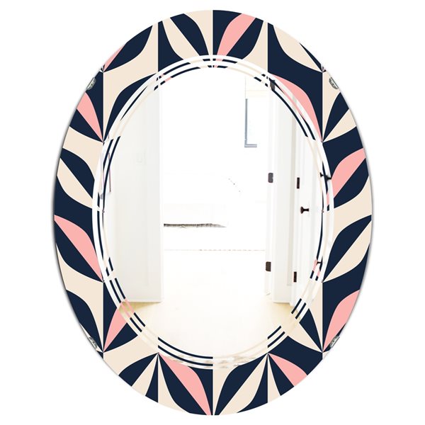 Designart 35.4-in x 23.7-in Floral Retro Botanical Pattern III Decorative Oval Wall Mirror