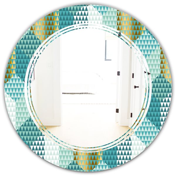 Designart 24-in Retro Hexagon Pattern IV Modern Round Wall Mirror ...