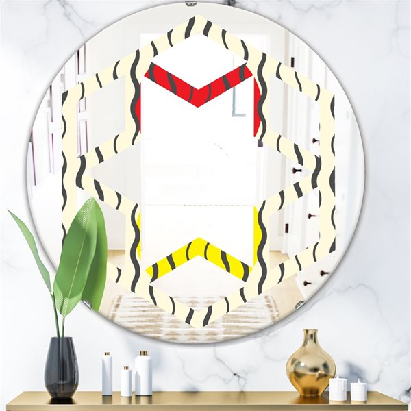 Designart 24-in x 24-in Wave Pattern Round Wall Mirror