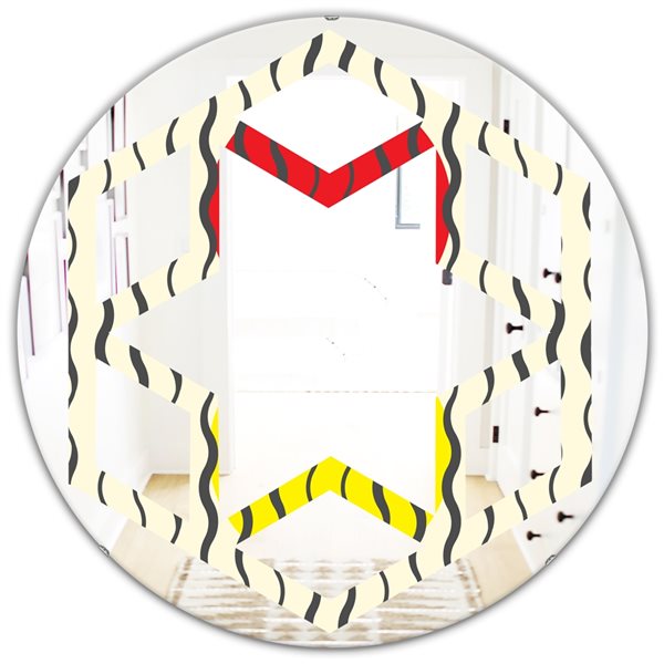 Designart 24-in x 24-in Wave Pattern Round Wall Mirror