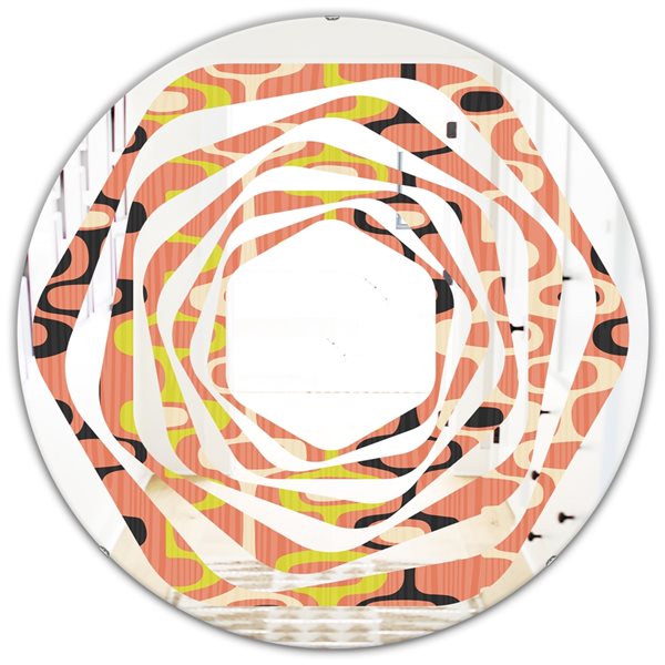 Designart 24-in Retro Abstract Design XIII Modern Round Wall Mirror ...