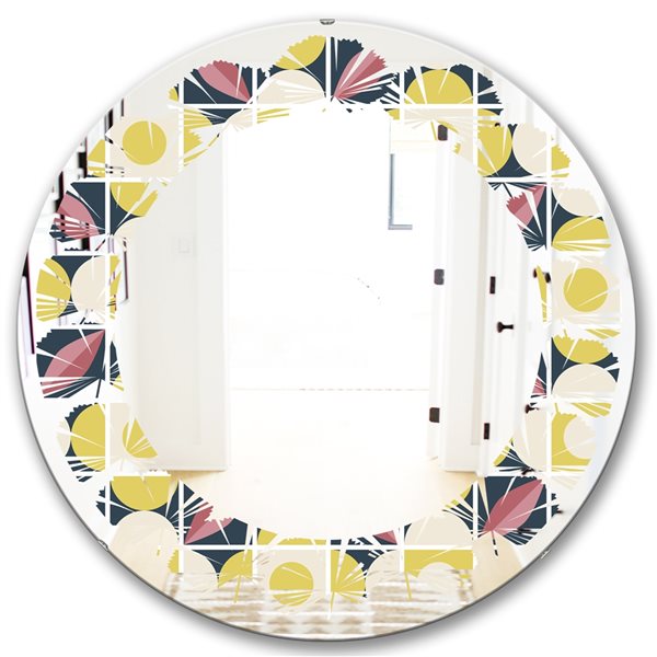Designart 24-in x 24-in Retro Pattern in Mosaic Style Modern Round Mirror