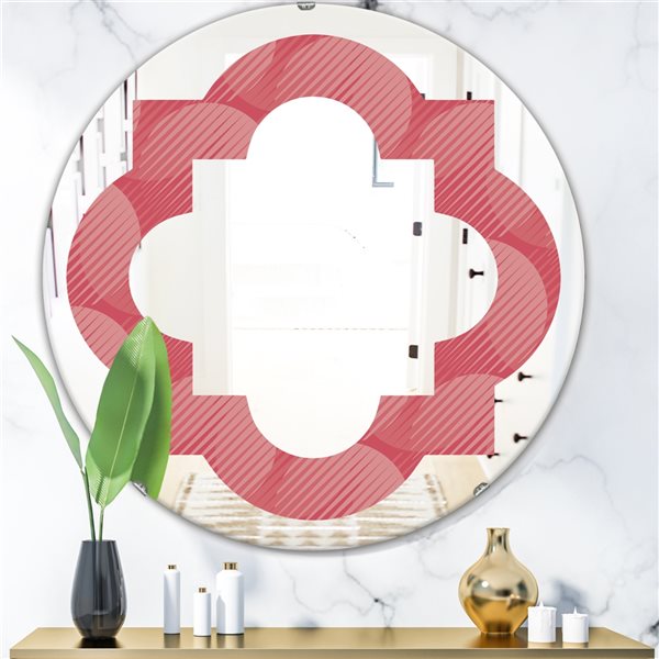 Designart 24-in x 24-in Coral Round Geometrical Modern Wall Mirror