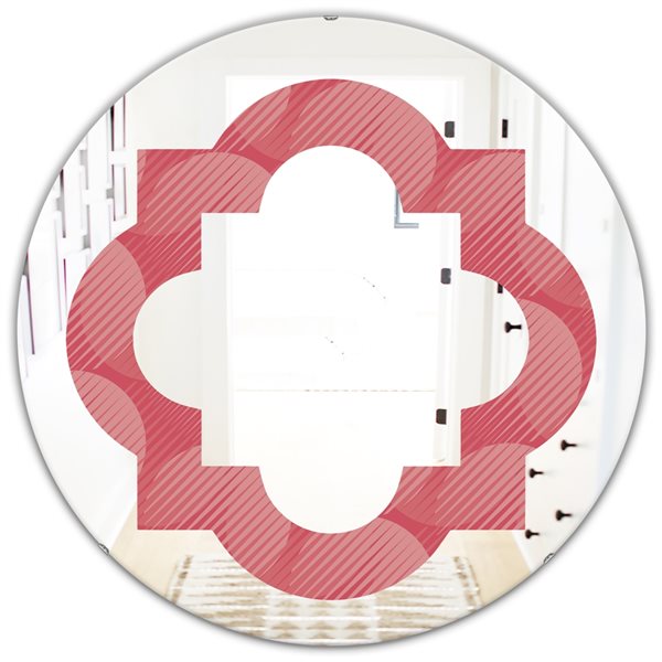 Designart 24-in x 24-in Coral Round Geometrical Modern Wall Mirror