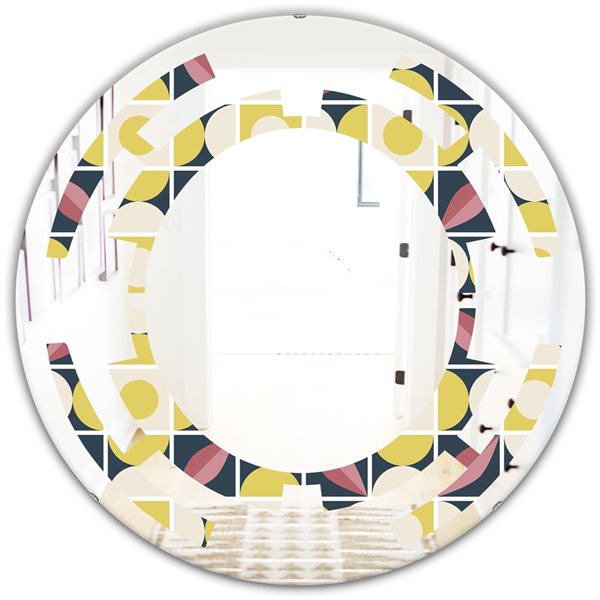 Designart 24 In X 24 In Retro Pattern In Mosaic Style Modern Round Wall   330899552 MainImage 001 L 