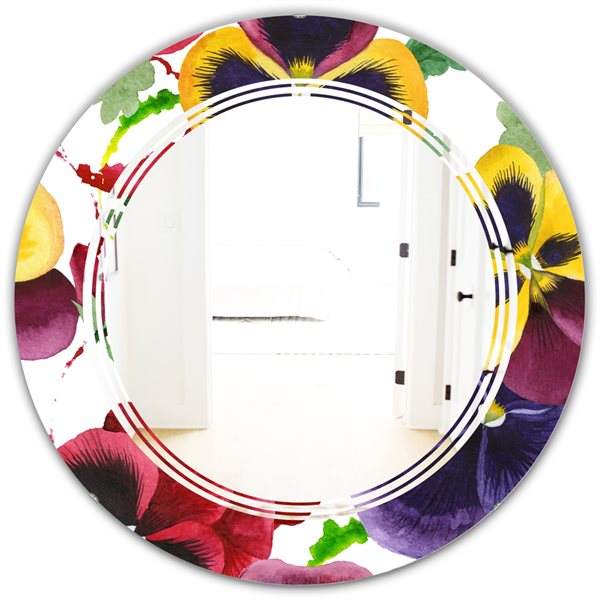 Designart 24-in x 24-in Floral Botanical Retro VIII Round Wall Mirror
