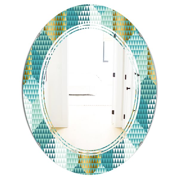 Designart 35.4-in x 23.7-in Retro Hexagon Pattern IV Modern Oval Mirror ...