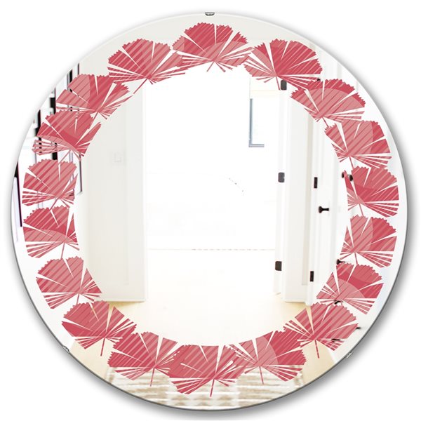 Designart 24-in X 24-in Coral Round Geometrical Decorative Wall Mirror 