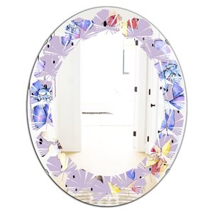 Designart 35.4-in x 23.7-in Floral Botanical Retro V Decorative Modern Oval Mirror