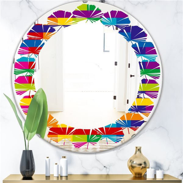 Designart 24-in x 24-in Rainbow Colours Simple Geometric Pattern Decorative Wall Mirror