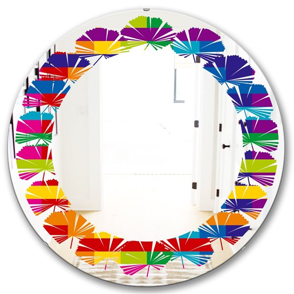 Designart 24-in x 24-in Rainbow Colours Simple Geometric Pattern Decorative Wall Mirror