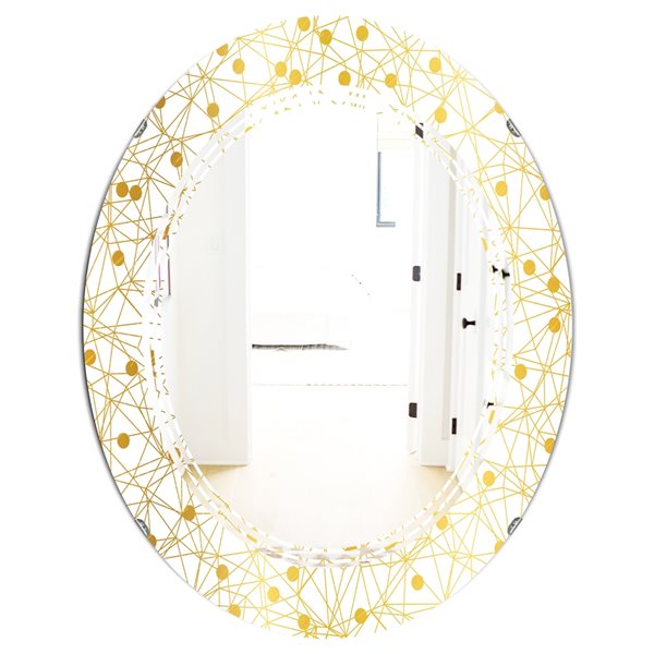 Designart 35.4-in x 23.7-in Golden Maze II Modern Oval Decorative ...