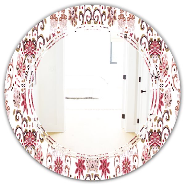 Designart 24 In X 24 In Ornamental Retro Pattern Round Wall Mirror   330899800 MainImage 001 L 