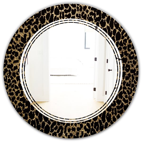 Designart 24-in x 24-in Leopard Fur Safari V Decorative Round Mirror ...