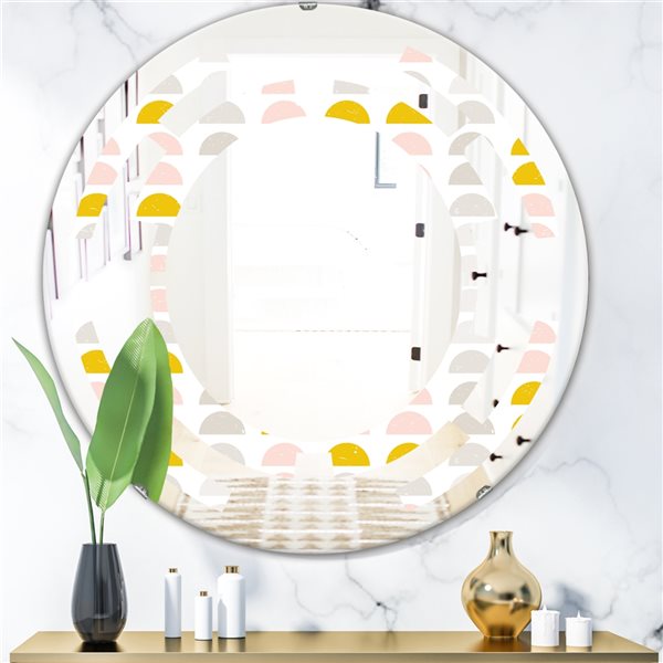 Designart Retro Pastel Circular Pattern III 24-in x 24-in Modern Mirror