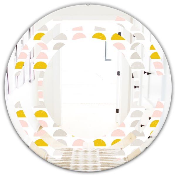 Designart Retro Pastel Circular Pattern III 24-in x 24-in Modern Mirror