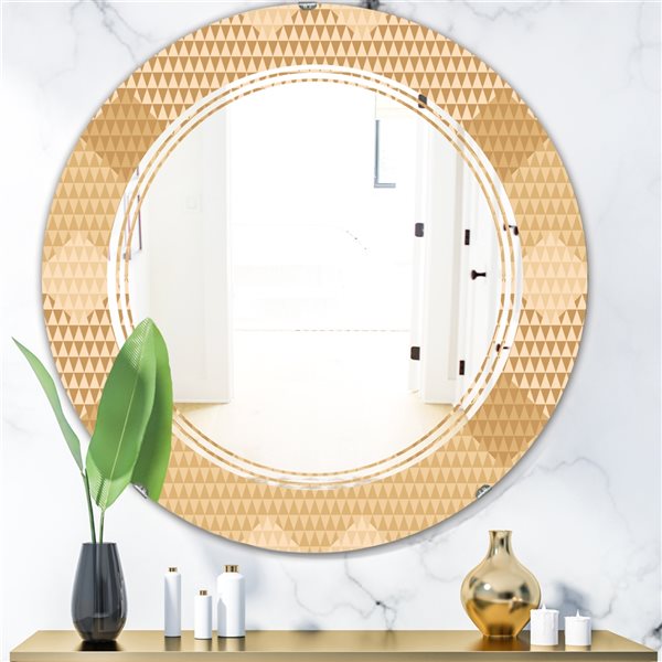 Designart Beige Retro Triangular Wave 24-in Wall Mirror
