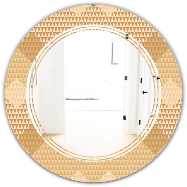 Designart Beige Retro Triangular Wave 24-in Wall Mirror