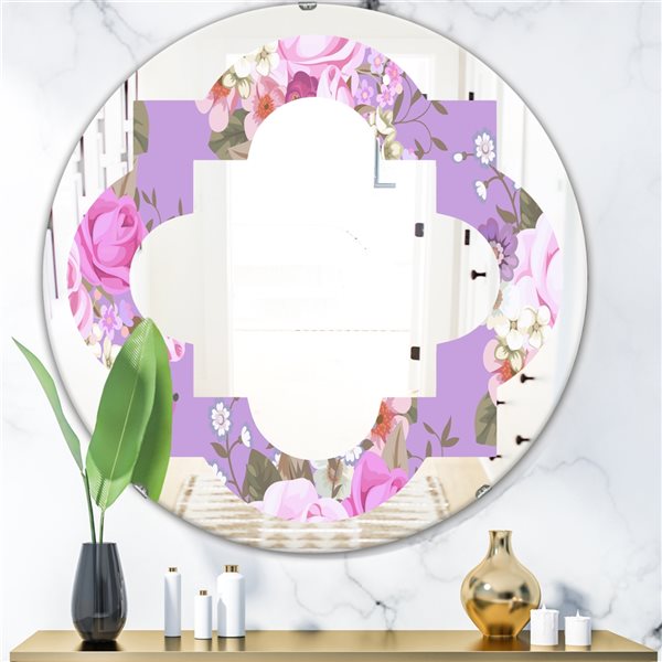 Designart Pattern with Country Roses 24-in Modern/Contemporary Mirror