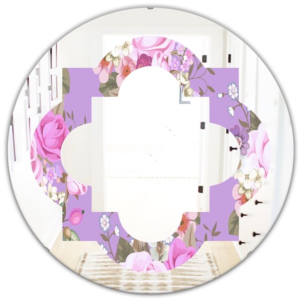 Designart Pattern with Country Roses 24-in Modern/Contemporary Mirror