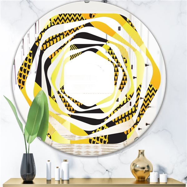 Designart Retro Hexagon Pattern II 24-in Modern Mirror