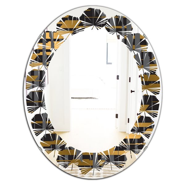 Designart Gold Checkered Pattern I 23.7-in x 35.4-in Modern Mirror