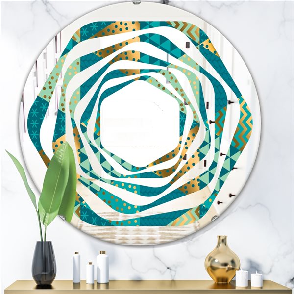 Designart Gold and Blue Dynamics I 24-in Modern Mirror