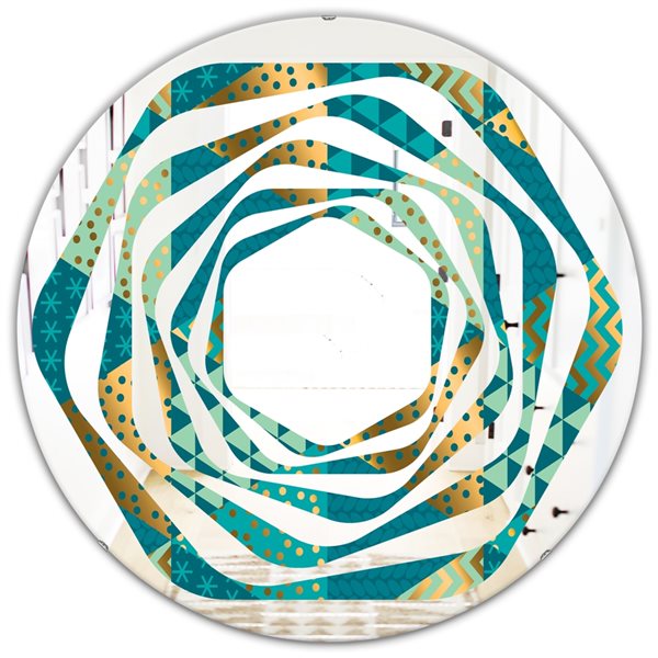 Designart Gold and Blue Dynamics I 24-in Modern Mirror