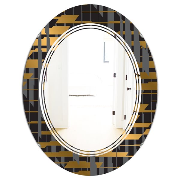 Designart Gold Checkered Pattern I 23.7-in x 35.4-in Modern Wall Mirror