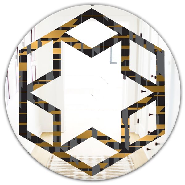 Designart Gold Checkered Pattern I 24-in x 24-in Modern Wall Mirror ...