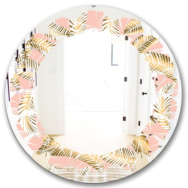 Designart Golden Foliage IV 24-in x 24-in Wall Mirror MIR24256-C3-C24 ...