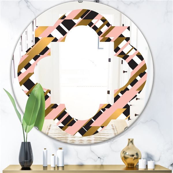 Designart Gold Checkered Pattern II 24-in x 24-in Modern Wall Mirror